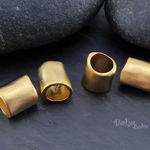 Gold  Plated Tube Beads, Large Hole Beads, Gold Spacer Beads, Jewelry Spacer Beads, Barrel Spacer Beads, 2Pc