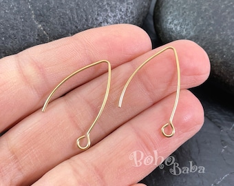 Gold Earring Wires, Gold Plated Earring Hooks, Gold Earring Blanks, 4 Piece (2 Pair)