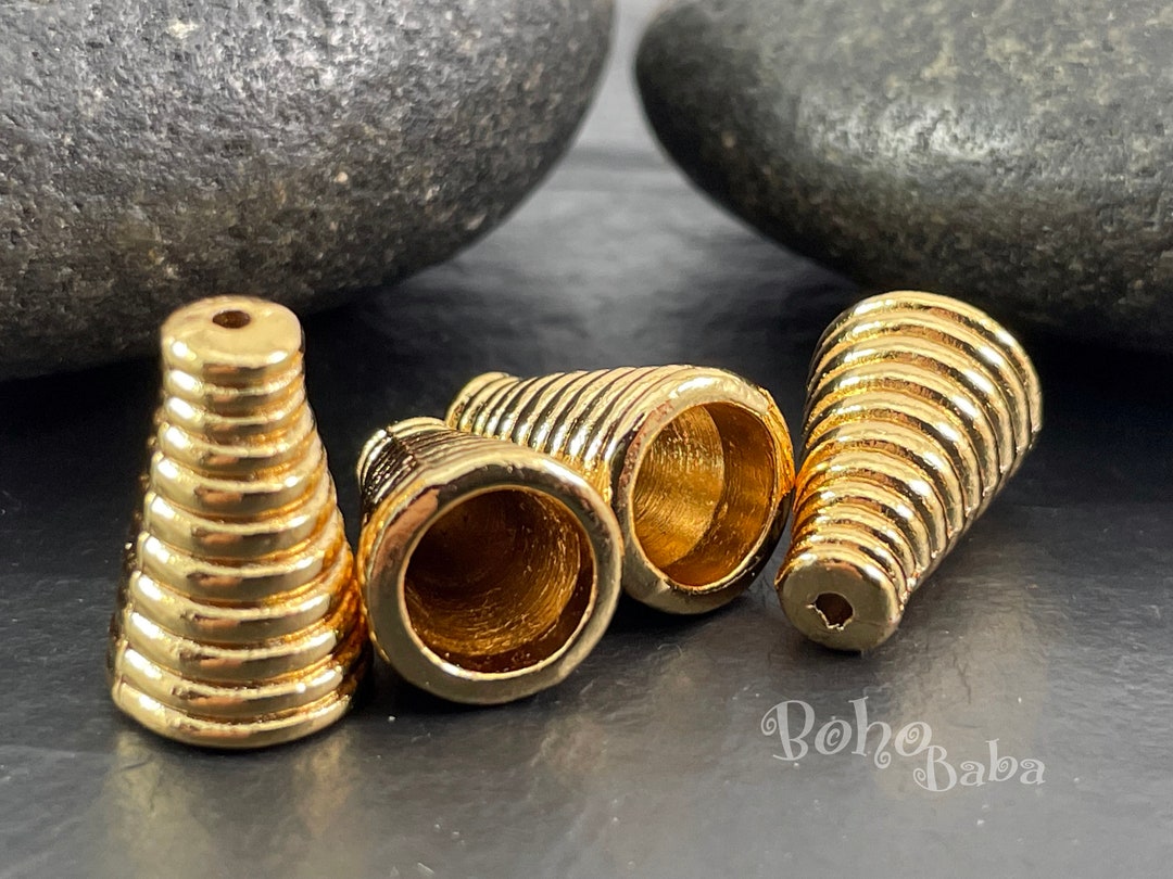 Shiny Gold Plated Cone Caps, Bead End Caps, Gold Tassel Cap, Gold Bead ...