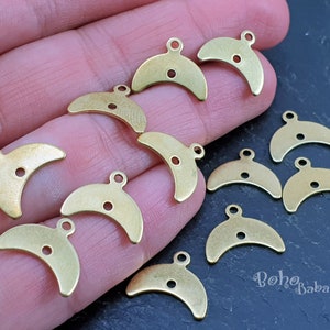 Brass Multi Loop Connectors, Crescent Moon Earring Charms, Crescent Connector Charm, Crescent Links, Moon Charms, Raw Brass Findings, 20 Pc
