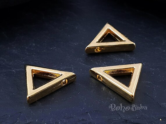 Ciondoli a forma di triangolo dorato, perline distanziatrici a forma di triangolo dorato, ciondoli scorrevoli a forma di triangolo, 4 pezzi - Italia