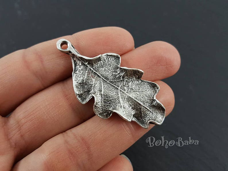 Silver Leaf Pendant Large Leaf Charm Oak Leaf Pendant Etsy UK