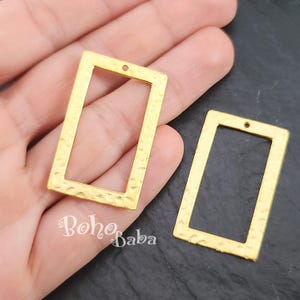Hammered Gold Rectangle Charms, Rectangle Earring Charms, Minimalist Geometric Jewelry, 2 Pc