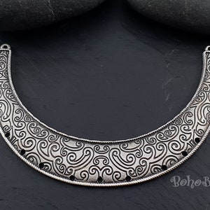 Silver Collar Necklace, Large Collar Necklace, Multistrand Connector, Tribal Necklace, Collar Pendant, Necklace Component, Ethnic Jewelry