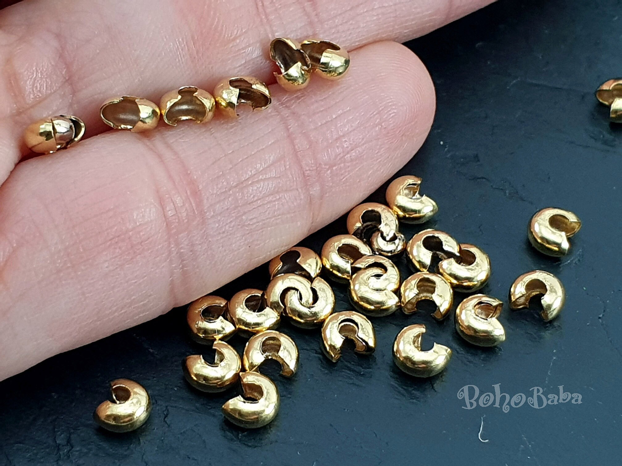 Crimp Bead Knot Covers Knot Crimps C Crimps Gold Plated Etsy