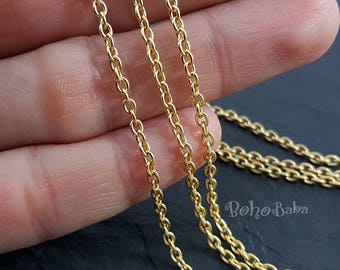 Delicate Gold Chain, Link Chain, Cable Chain, 1 Meter, Unsoldered, Necklace Chain, Jewelry Supplies, Dainty Gold Chain