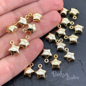 Shiny Gold Plated Starfish Charms, Gold Sea Star Charms, 5 Pc