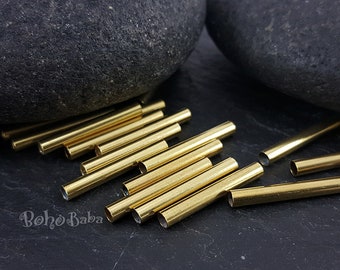 Brass Tube Beads, Spacer Tubes, (3x20mm), Raw Brass Tubes, Plain Tube Bead, Tube Bead Spacers, Jewelry Supplies, Brass Findings, 40 Pc