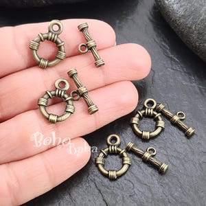 Antique Bronze Plated Toggle Clasp Set, Bronze Tibetan Clasps, Necklace Bracelet Clasp, Ring T-Bar, 3 Sets