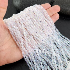 3mm Faceted Crystal Rondelle Bead Strands, Transparent Clear AB Crystal Beads