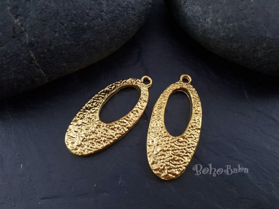 2pc Gold Link Connector, Loop Pendant, Jewelry Link, Gold Earrings