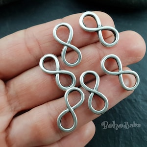 Silver Infinity Connector Charms, Infinity Bracelet Charms, Silver Infinity Link, 10Pc