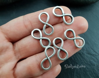Silver Infinity Connector Charms, Infinity Bracelet Charms, Silver Infinity Link, 10Pc