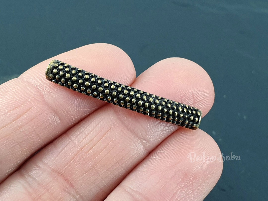 Bronze Bead Bar Bronze Curve Bead Bronze Bar Connector Tube Etsy