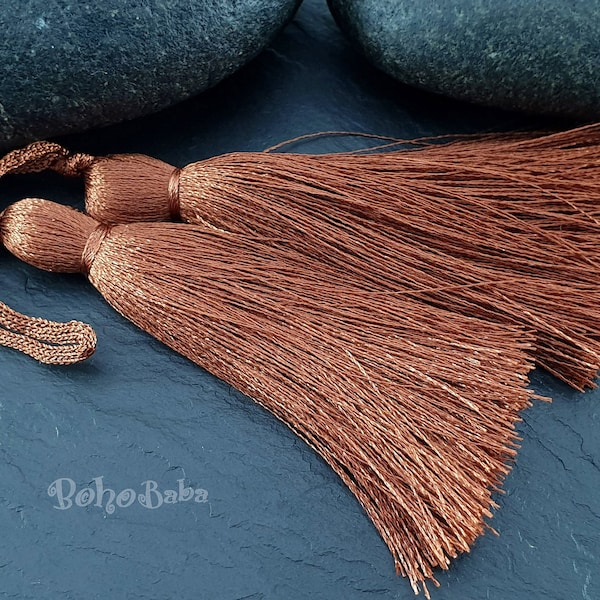 Copper Brown Silk Tassel, Silk Tassel, Thread Tassel, Tassel Findings, Mala Tassel, Tassel Necklace, Jewelry Supplies, Tassel Jewelry, 2pc