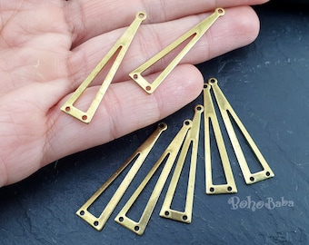 Brass Triangle Pendant, Brass Triangle Charms, Raw Brass Charms, Triangle Connectors, Brass Jewelry, Earring Findings, Earring Charms, 10 Pc