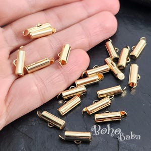 Tubos deslizantes Miyuki chapados en oro, clips deslizantes Miyuki de 12 mm, conectores de tubos para tejido de cuentas de semillas, cierres de cadena de bolas, 10 piezas