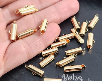 Tubos deslizantes Miyuki chapados en oro, clips deslizantes Miyuki de 12 mm, conectores de tubos para tejido de cuentas de semillas, cierres de cadena de bolas, 10 piezas