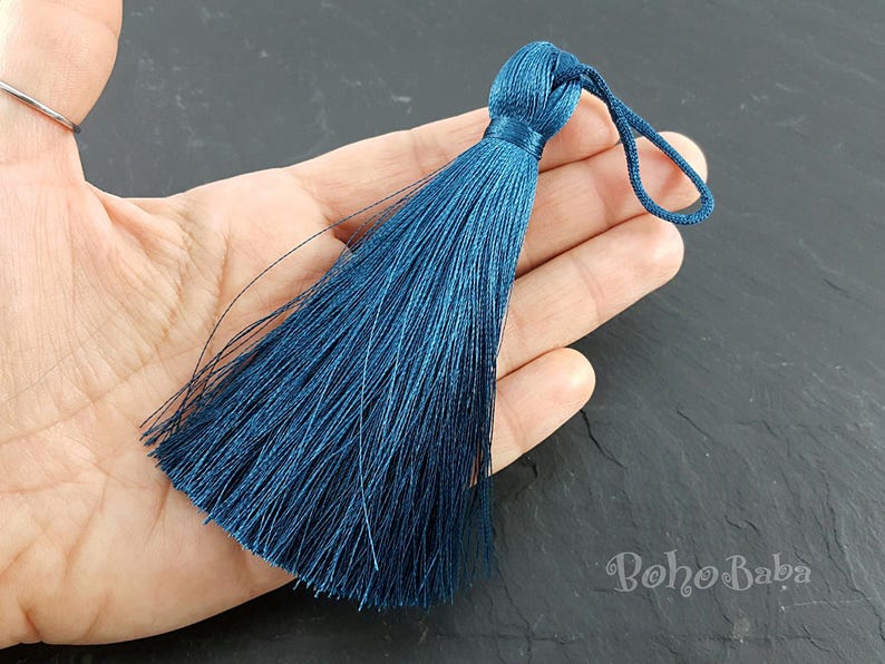 Teal Blue Tassel Large Tassel Silk Tassel Thread Tassel Etsy UK