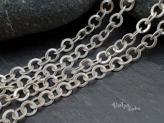 Silver Chain Round Link Chain 1 Meter Large Silver Chain Unsoldered Link Silver Chain Necklace Chain Jewelry Supplies Cable Chain