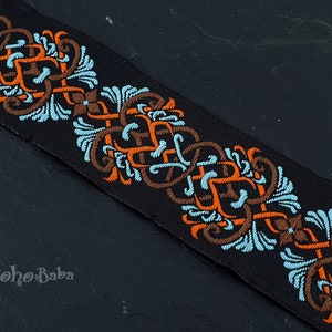 Jacquard-Band, gesticktes gewebtes Band, breiter Rand, Jacquard-Trim, 32 mm breit, ethnisches Band, Band mit Blumenmuster, 1 Meter - 1,09 Yards