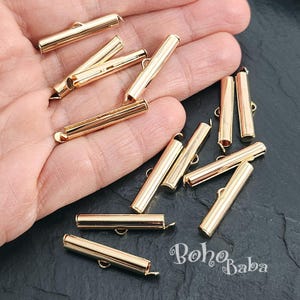 Tubos deslizantes Miyuki chapados en oro, clips deslizantes Miyuki de 26 mm, conectores de tubos para tejido de cuentas de semillas, cierres de cadena de bolas, 6 piezas
