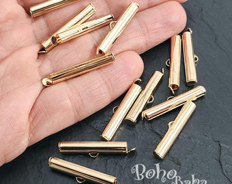 Tubos deslizantes Miyuki chapados en oro, clips deslizantes Miyuki de 26 mm, conectores de tubos para tejido de cuentas de semillas, cierres de cadena de bolas, 6 piezas