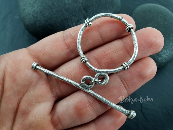 Large Silver Toggle Clasp Antique Silver Plated Toggle Clasp Set Tibetan Clasp Necklace Clasp Bracelet Ring T Bar Findings 1 Set