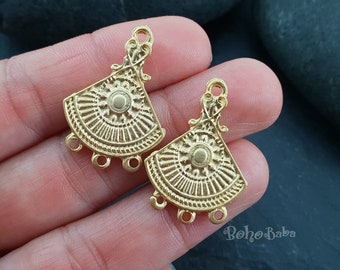 Tribal Connectors, Multi Strand Connectors, Gold Chandelier Earrings, Tribal Findings, Multi loop Earrings, 2 pc