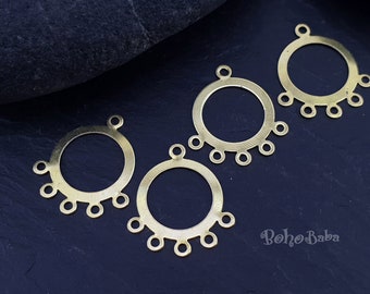 Brass Hoop Connectors, Brass Earring Findings, Multi Strand Charms, Brass Circle, Chandelier Earring Components, Raw Brass Connectors, 16 Pc