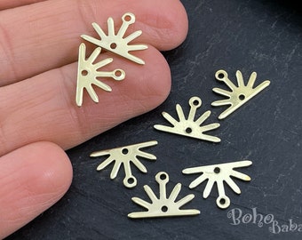 Brass Sun Charms, Sun Connector Blanks, Raw Brass Earring Charms Findings, 12 Pc