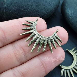 Bronze Sun Charm, Sun Earring Charms, Bronze Sun Pendant, Tribal Spike Charm, 1Pc