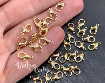 Shiny Gold Plated Lobster Clasps, 10x6mm 501, Brass Lobster Claw Clasp
