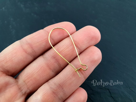 Gold Tone Earring Hooks, Gold Earrings, Earring Blanks, Kidney Ear