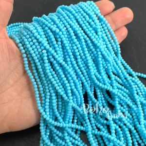 3mm Faceted Crystal Rondelle Bead Strands, Opaque Turquoise Blue Crystal Beads