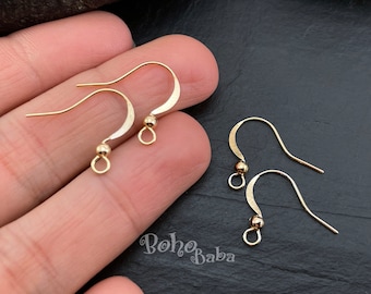 Ganchos para pendientes chapados en oro con bola, alambres para pendientes dorados, piezas para pendientes doradas
