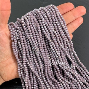 4 mm facettierte Kristall-Rondelle-Perlenstränge, undurchsichtige pflaumenviolette AB-Kristallperlen