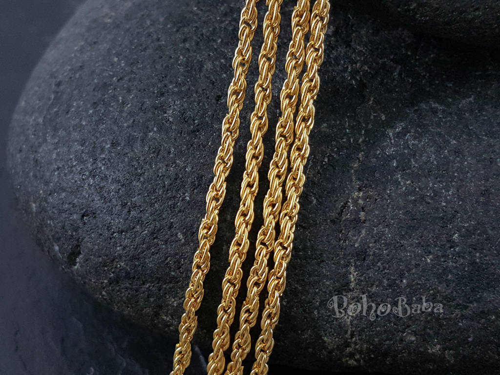 Goldum NYC 14K Real Yellow Gold Spiga Wheat Chain – 1mm, Adjustable 16-22 Inches, 2.8 Grams, Made In Turkey
