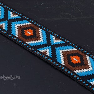 Ruban jacquard, Bordure tissée, 25 mm de large, Bordure jacquard, Ruban tissé brodé, Ruban ethnique, Ruban à motif tribal, 1 mètre - 1,09 yard
