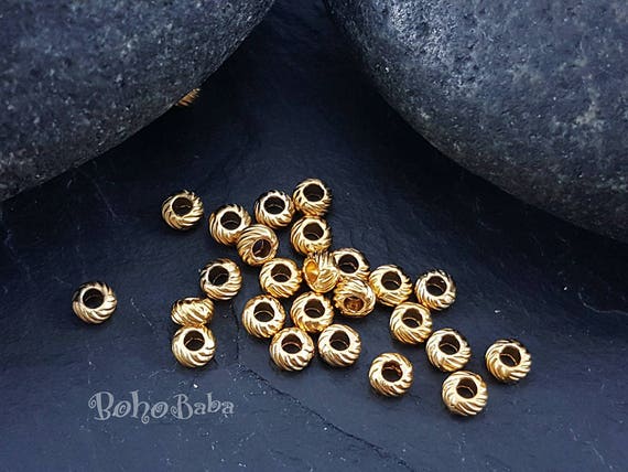Tiny Gold Beads, Gold Spacer Beads, Mini Ball Beads, Round Beads, Gold  Plated Beads, Jewelry Spacers, Spacer Beads, Gold Tube Beads, 25Pc