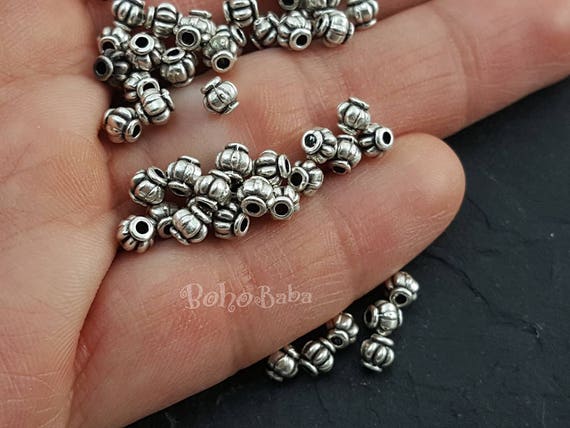 Retro Tibetan Silver Flower Spacer Beads Round Metal Wheel Spacers for  Jewelry Making