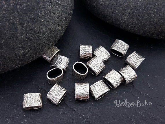 6 Pc, Silver Tube Spacers, Licorice Sliders, Licorice Spacers, Bracelet  Spacers, Bracelet Findings, Oval Spacers, Licorice Leather Findings 