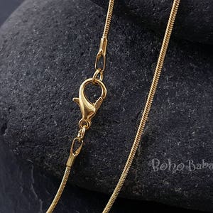 Gold Plated Snake Chain Necklace, Finished Chain with Lobster Clasp, Ready To Wear Necklace Blank