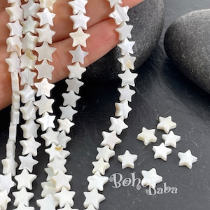 Perlmuttsternperlen, natürliche Süßwassermuschel MOP 8mm Sternperlen, 1 Strang