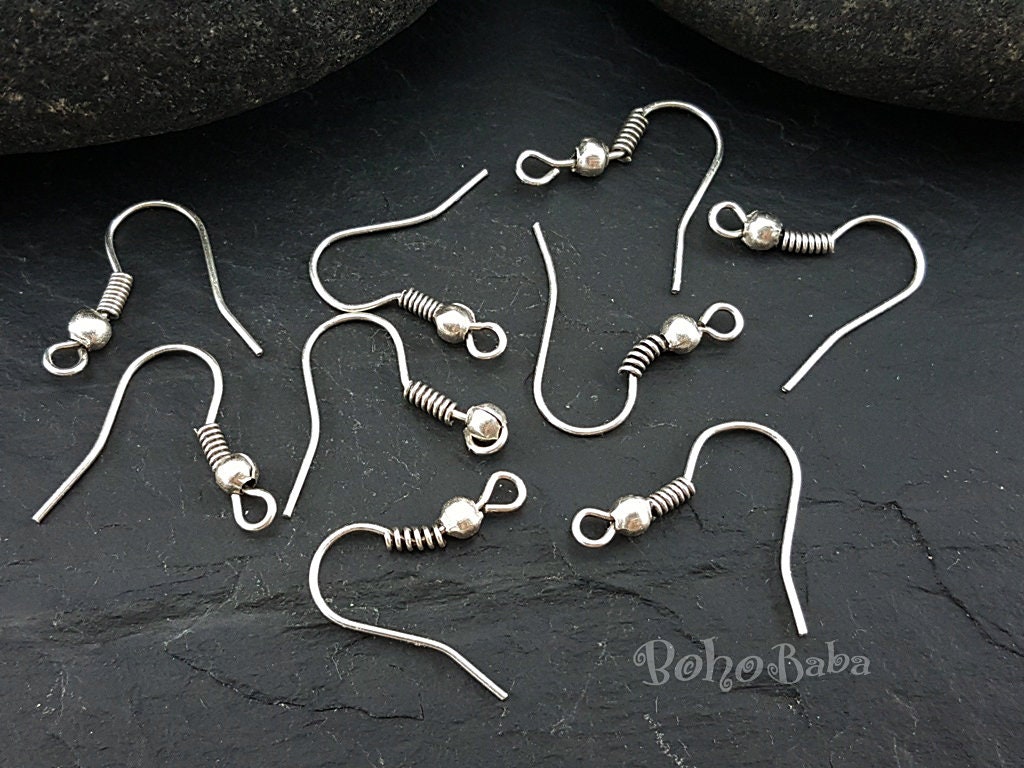 Buy Silver Plated Earring Hooks, Silver Earring Blanks, Fish Hook Earwires,  Silver Ear Wire, Thin Hooks, French Hook Earrings, 20 Pc Online in India 