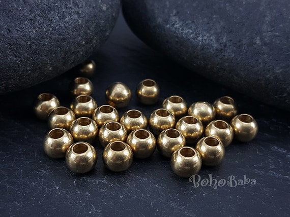 Solid Brass Ball Beads, Brass Ball Spacer Beads, Raw Brass Beads, 6mm Raw  Brass Balls, Brass Findings, Brass Spacers, 25 Pc