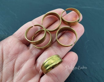 Raw Brass Ring, Brass Band Ring, Adjustable Ring, Ring Blank, Ring Base, Raw Brass Hoop, Loop Connector, Raw Brass Findings, 6 Pc