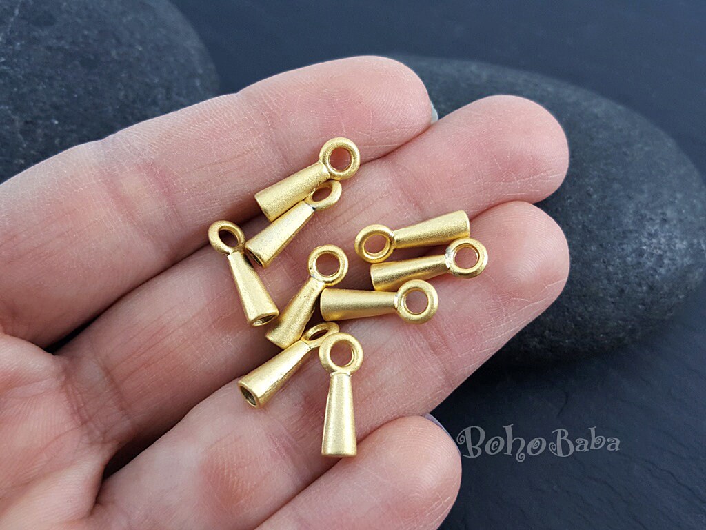 15 Pc Gold Cord Ends Mini Tassel Caps Metal End Caps Gold Etsy UK
