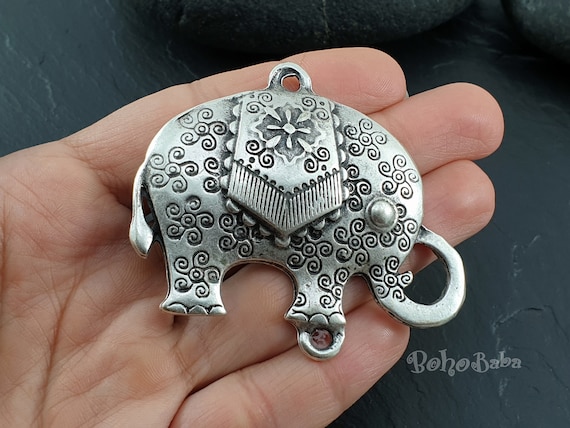 large silver elephant pendant