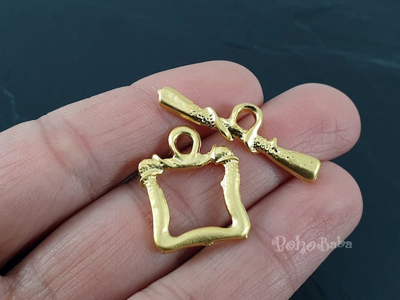 Gold Toggle Clasp Set Gold Loop Clasp Tibetan Necklace Clasp